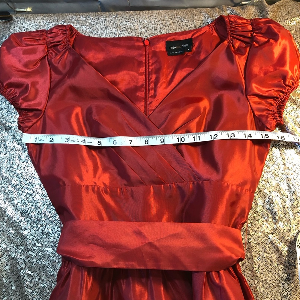 Max & Cleo Orange Red Ruffle Hem Dress - Picture 8 of 8